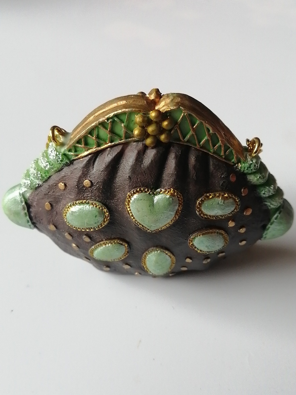 2/$20🔹Vintage Miniature Purse Ceramic Resin Figurine Brown Mint Turquoise - Picture 4 of 10